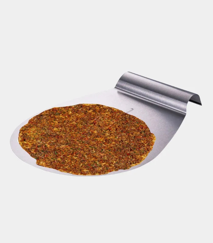 Runder Fladen auf Backblechheber, Backzubehör für Pizzaöfen oder Grills, Küchenzubehör