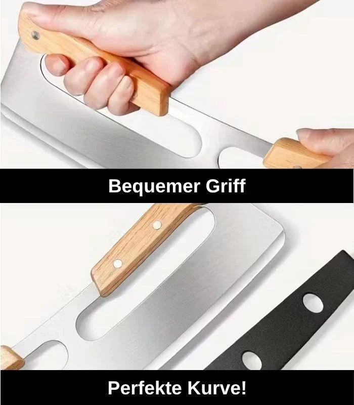 Stainless steel pizza cutter weighing knife - wooden handle & blade guard - Eratec - Germany GmbH