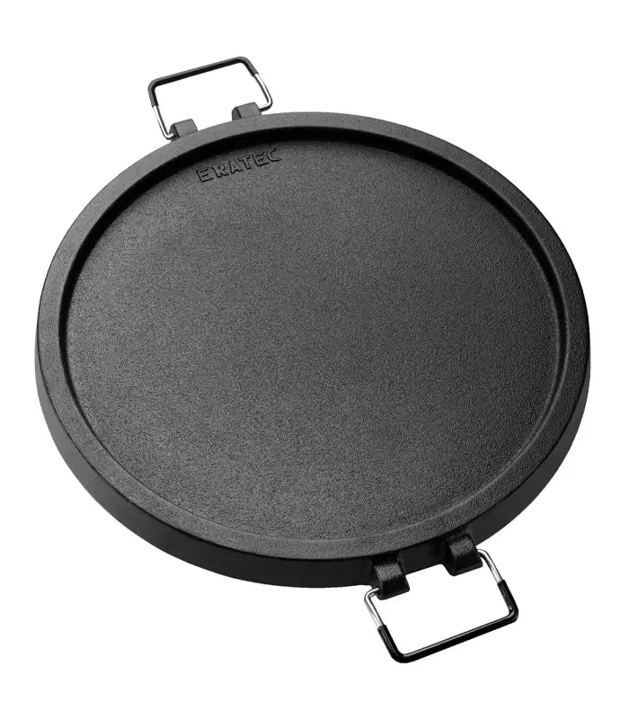 Cast iron grill plate Ø 32 cm with 2 handles - for pizza oven, stove & grill - Eratec - Germany GmbH