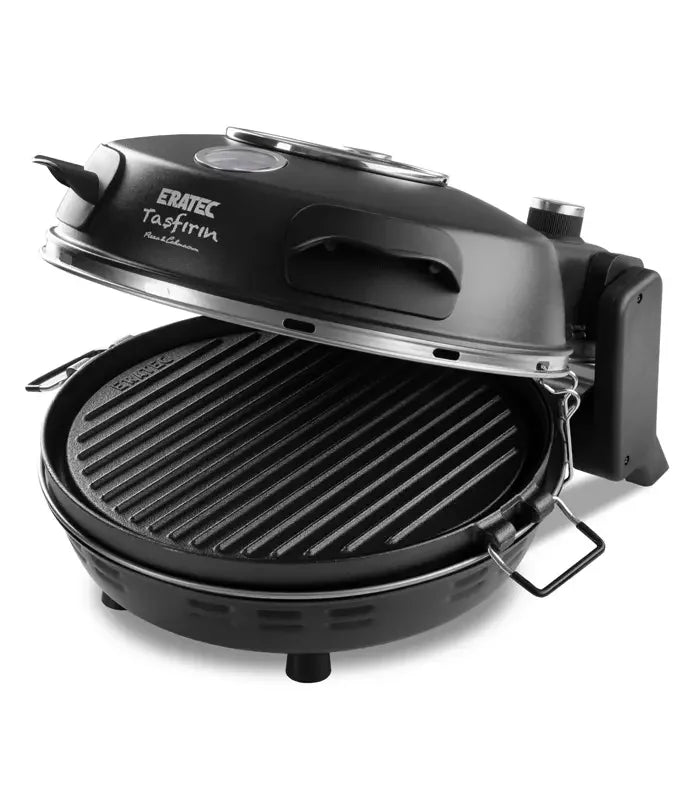 Cast iron grill plate Ø 32 cm with 2 handles - for pizza oven, stove & grill - Eratec - Germany GmbH