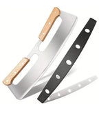ERATEC Pizzamesser im Wiegemesser-Stil – Edelstahl mit Holzgriffen & Klingenschutz