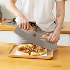 ERATEC Pizzamesser im Wiegemesser-Stil – Edelstahl mit Holzgriffen & Klingenschutz