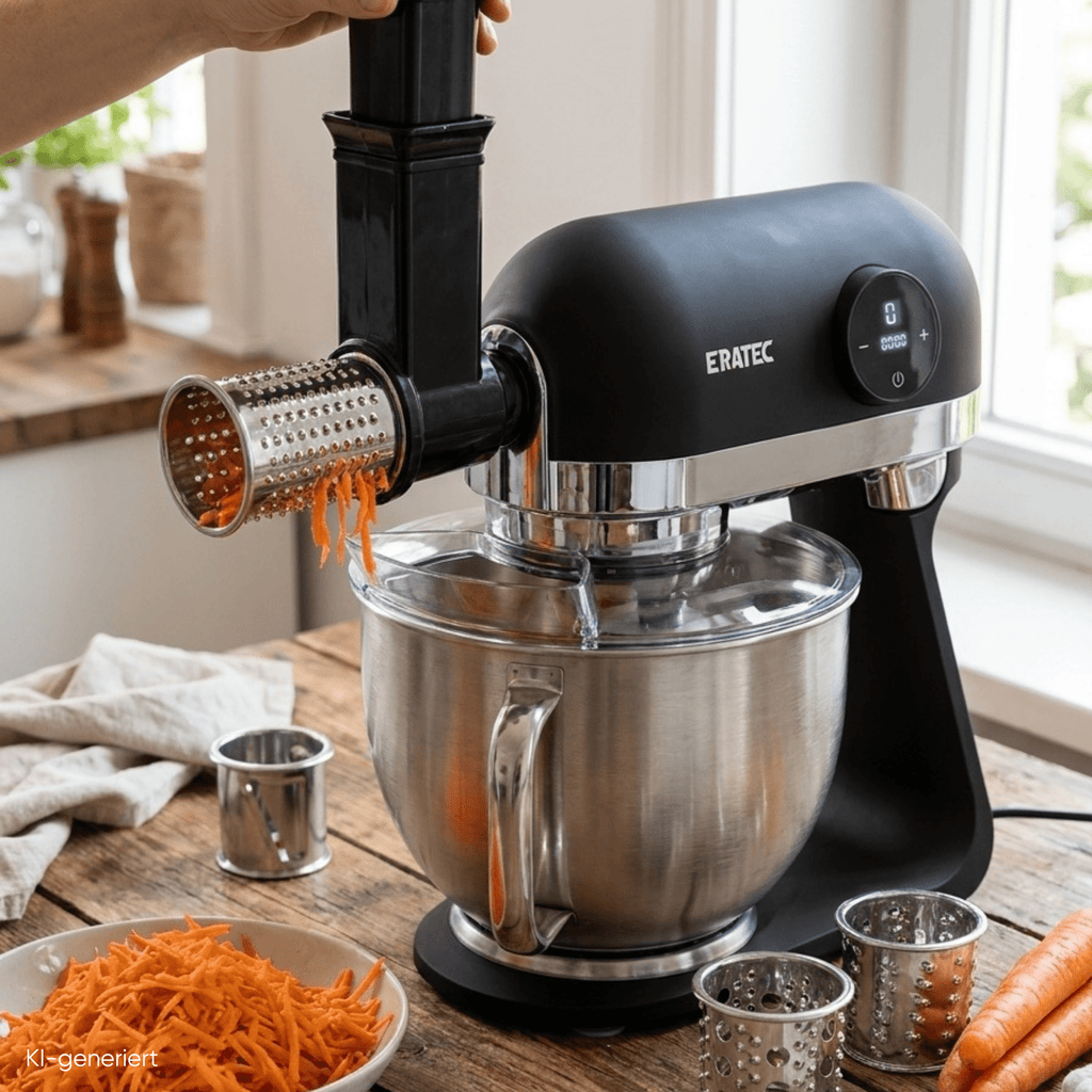 ERATEC Raspel- & Reibe-Set 3-teilig Edelstahl – Aufsatz für Küchenmaschine KF-967