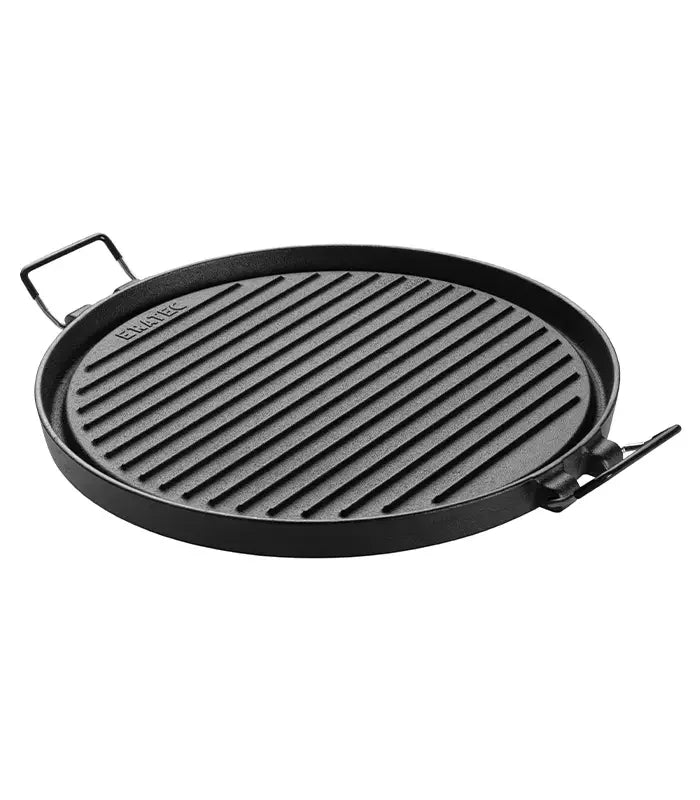 ERATEC Gusseisen-Grillplatte Ø 32 cm – beidseitig nutzbar mit 2 Griffen