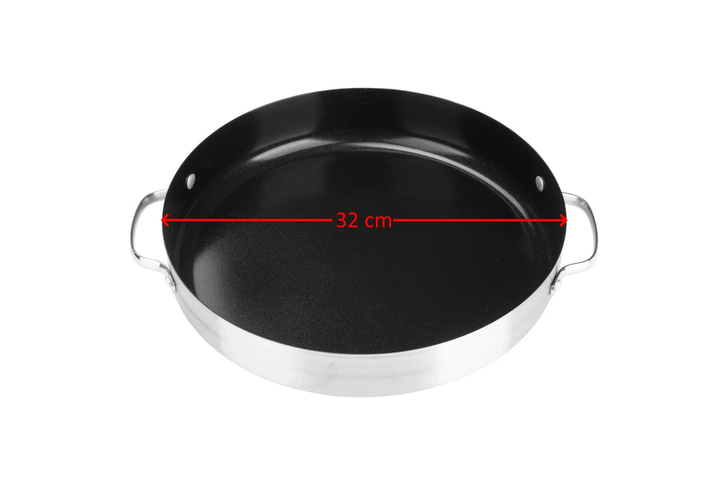 ERATEC XXL-Edelstahlpfanne Ø 32 cm – Keramik-Antihaftbeschichtung für alle Herdarten