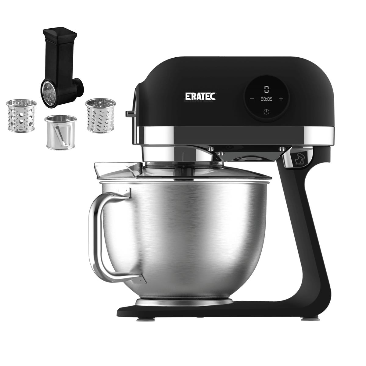 ERATEC Raspel- & Reibe-Set 3-teilig Edelstahl – Aufsatz für Küchenmaschine KF-967
