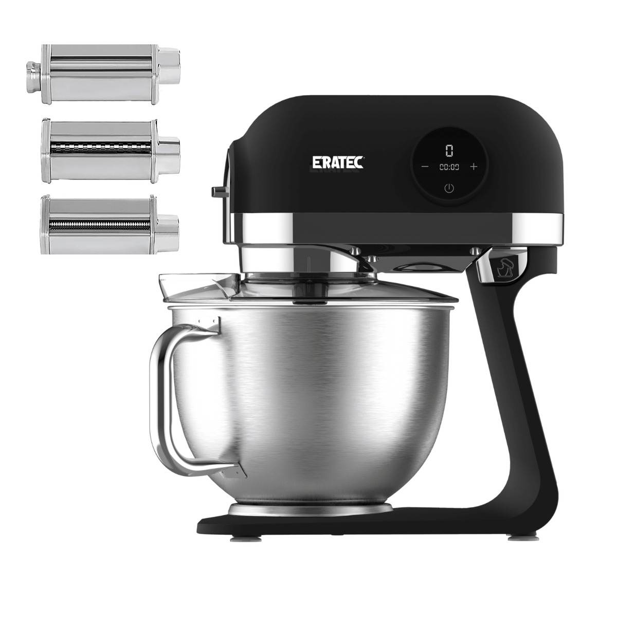 ERATEC Nudelwalzen-Set Edelstahl 3-teilig – Pasta-Aufsatz für Küchenmaschine KF-967