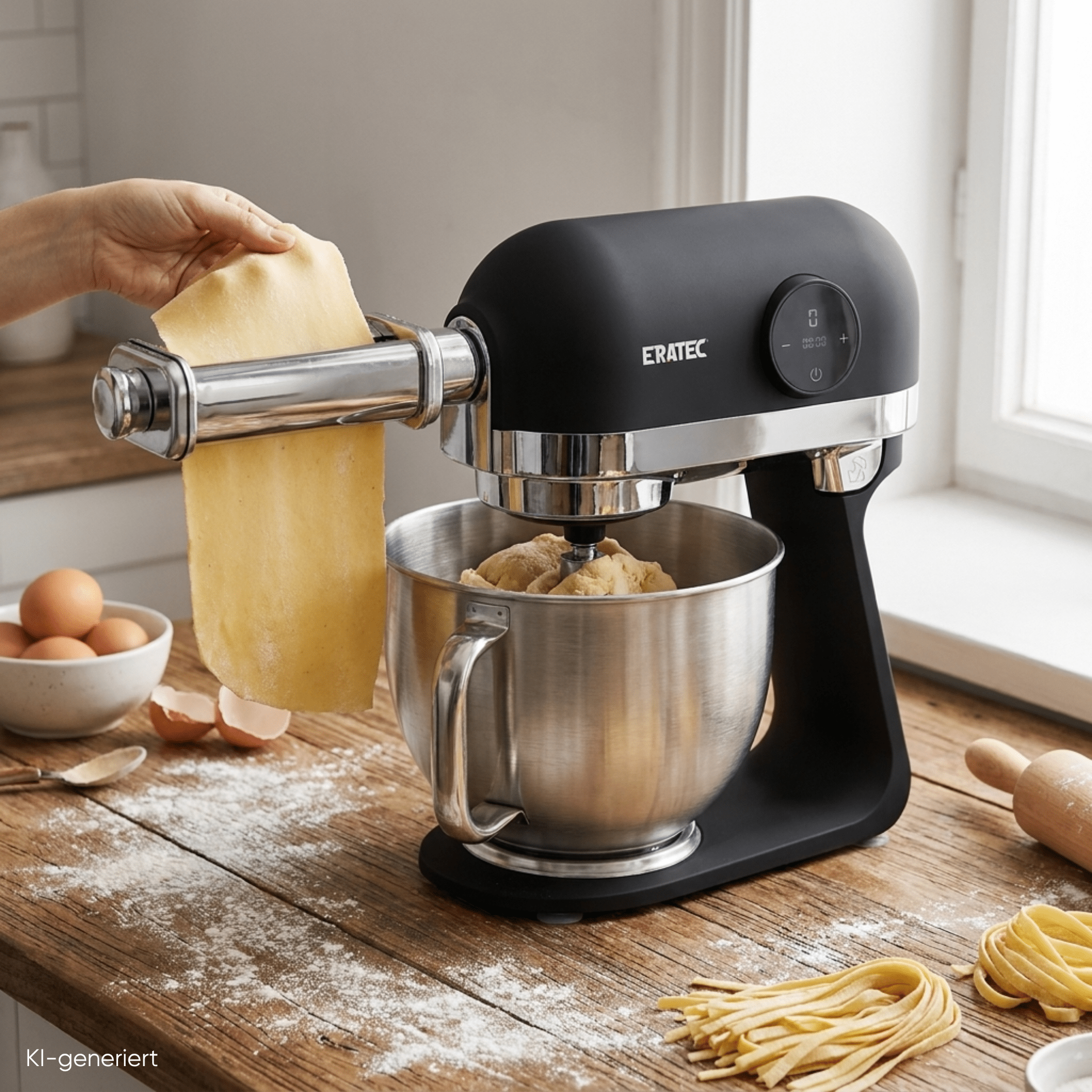 ERATEC Nudelwalzen-Set Edelstahl 3-teilig – Pasta-Aufsatz für Küchenmaschine KF-967 - Eratec-Germany GmbH