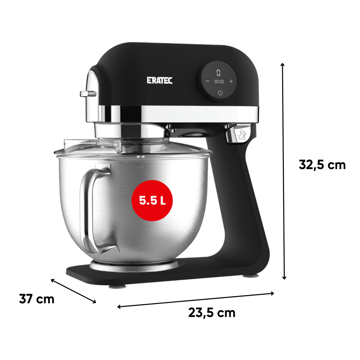 ERATEC Küchenmaschine KF-967 – 1200W Knetmaschine mit 5L Edelstahlschüssel - Eratec-Germany GmbH