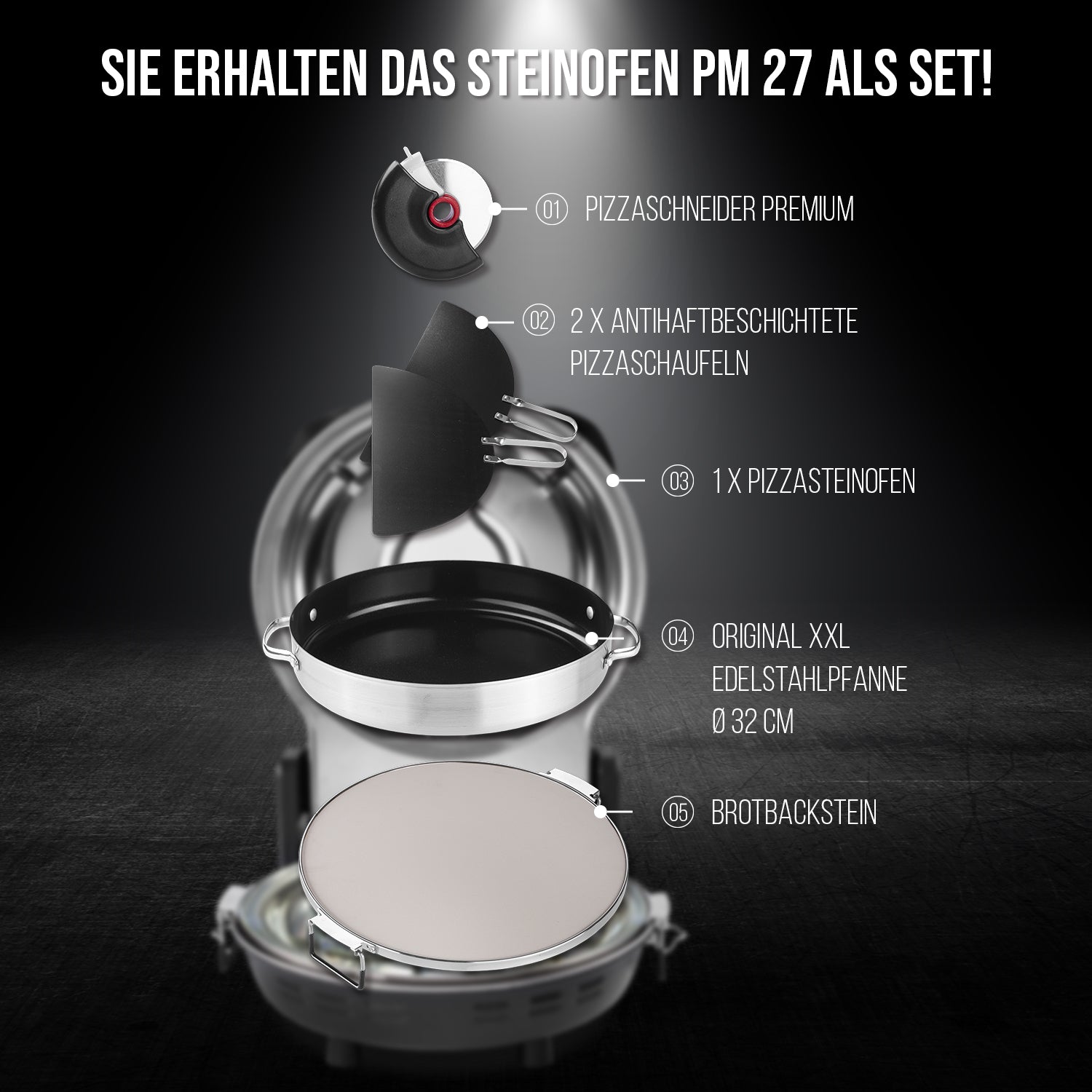 ERATEC Taş Fırınlı Pizza Ocağı PM-27 Komple Set – 400°C'ye Kadar Elektrikli Pizza Fırını