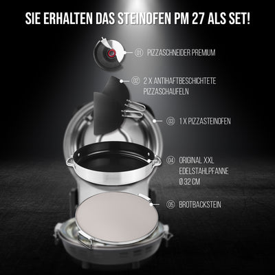 ERATEC Taş Fırınlı Pizza Ocağı PM-27 Komple Set – 400°C'ye Kadar Elektrikli Pizza Fırını