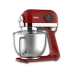 Küchenmaschine KF-967 in Rot, seitlich von vorn mit Edelstahlschüssel und Spritzschutz
