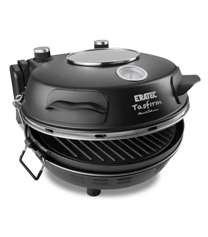 ERATEC Gusseisen-Grillplatte Ø 32 cm – beidseitig nutzbar mit 2 Griffen