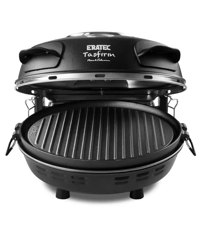 ERATEC Gusseisen-Grillplatte Ø 32 cm – beidseitig nutzbar mit 2 Griffen
