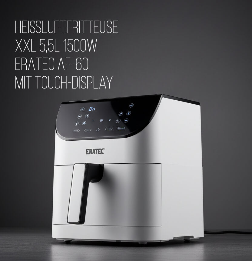 Heißluftfritteuse XXL 5,5L 1500W – ERATEC AF-60 mit Touch-Display