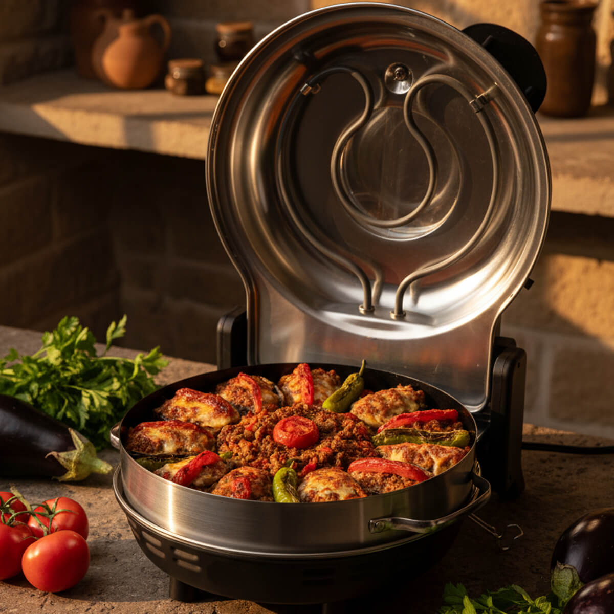 ERATEC Taş Fırınlı Pizza Ocağı PM-27 Komple Set – 400°C'ye Kadar Elektrikli Pizza Fırını