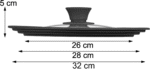Cam Kapak – Siyah Silikon Kenarlı (Ø 28/30/32 cm), Isıya Dayanıklı, Buhar Deliği ile Çok Yönlü Kullanımlı - Görsel 5
