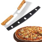 Premium Paslanmaz Çelik Pizza Kesici 35 cm, Ahşap Sap ve Koruyucu Kılıflı – Keskin, Uzun Ömürlü Salıncak Bıçak